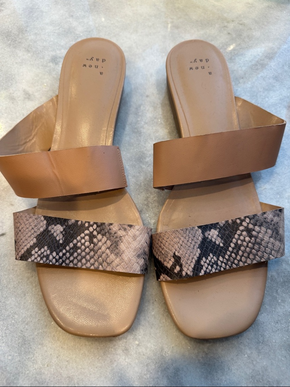 a new day Tan & Snake-Print Double Band Slide Sandals